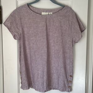 Cynthia Rowley 100% Linen Top Women’s small Lavender grey Short sleeve boho
